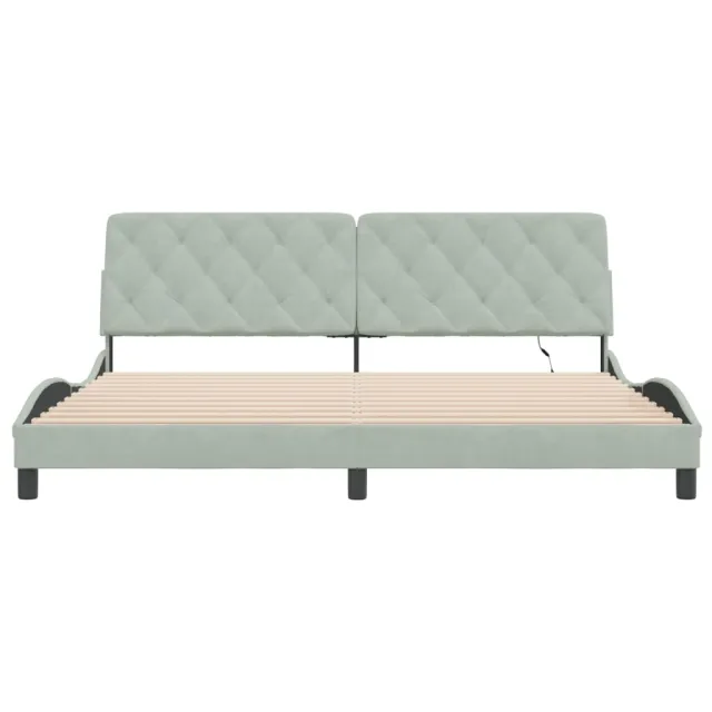 Cadre de lit avec LED sans matelas gris clair 200x200 cm velours