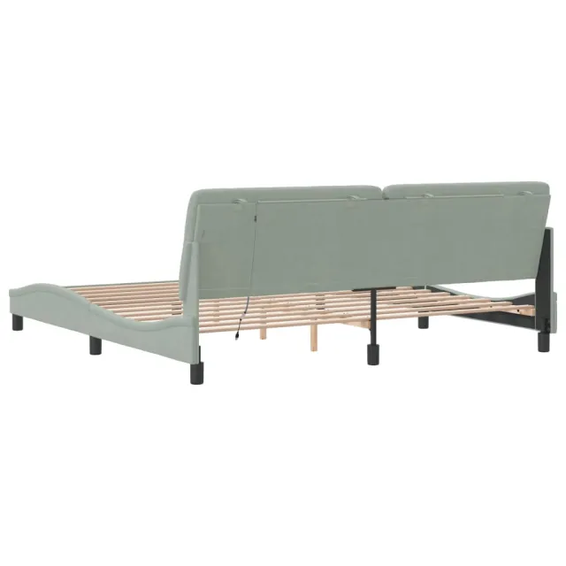 Cadre de lit avec LED sans matelas gris clair 200x200 cm velours