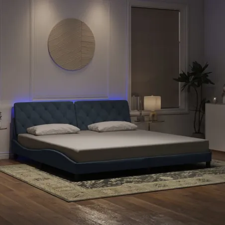 Cadre de lit avec LED sans matelas gris foncé 200x200 cm velours