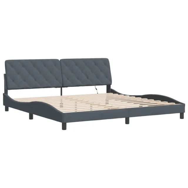 Cadre de lit avec LED sans matelas gris foncé 200x200 cm velours