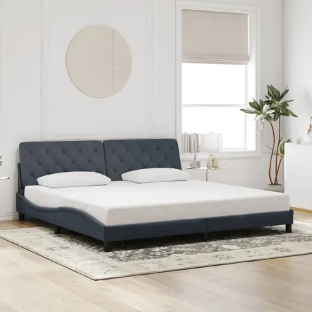 Cadre de lit avec LED sans matelas gris foncé 200x200 cm velours