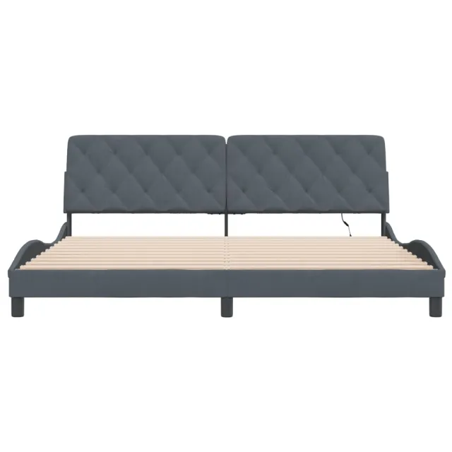 Cadre de lit avec LED sans matelas gris foncé 200x200 cm velours