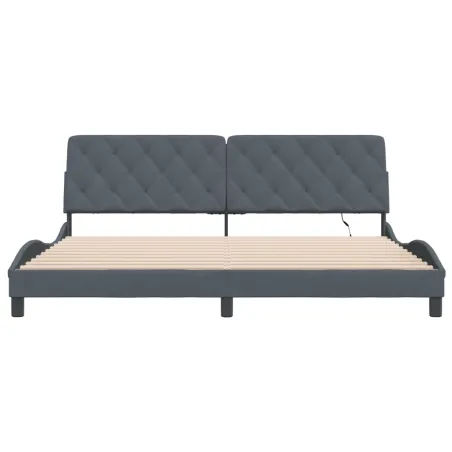 Cadre de lit avec LED sans matelas gris foncé 200x200 cm velours