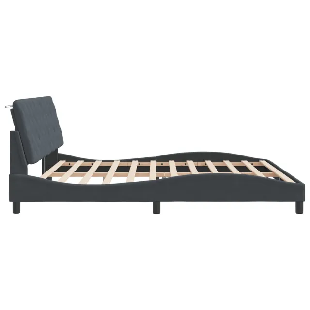 Cadre de lit avec LED sans matelas gris foncé 200x200 cm velours