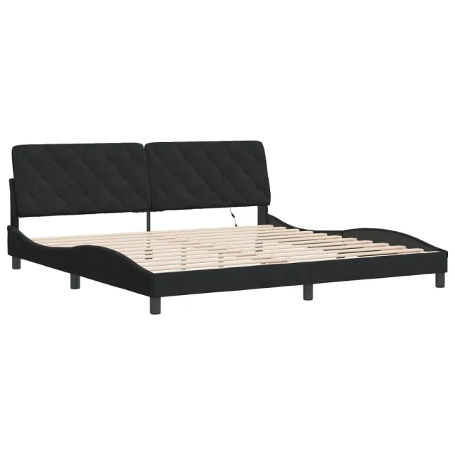 Cadre de lit avec LED sans matelas noir 200x200 cm velours