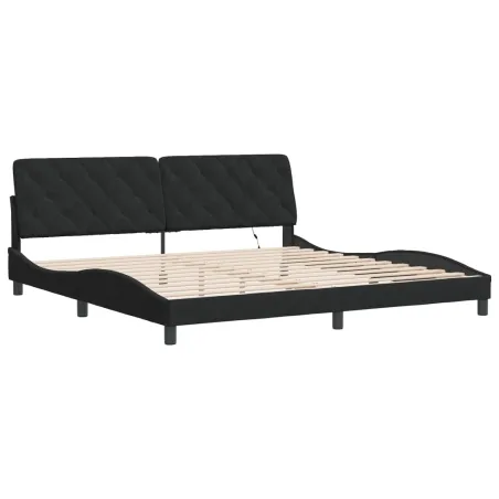 Cadre de lit avec LED sans matelas noir 200x200 cm velours