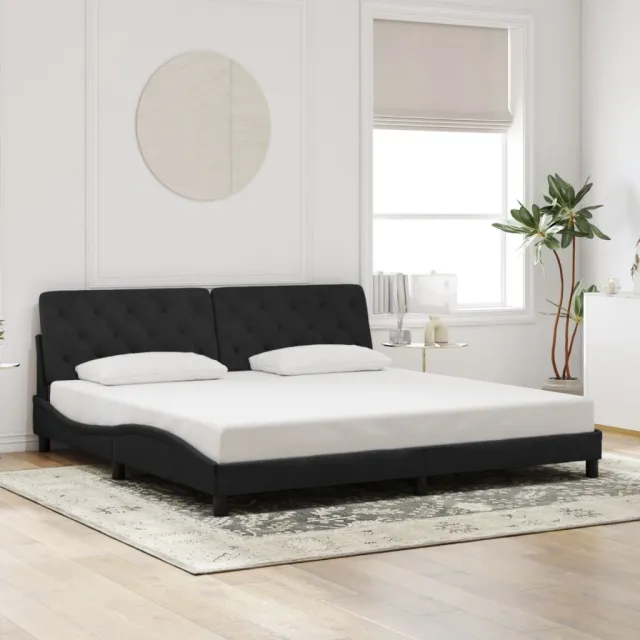 Cadre de lit avec LED sans matelas noir 200x200 cm velours
