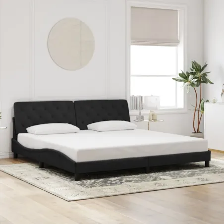 Cadre de lit avec LED sans matelas noir 200x200 cm velours