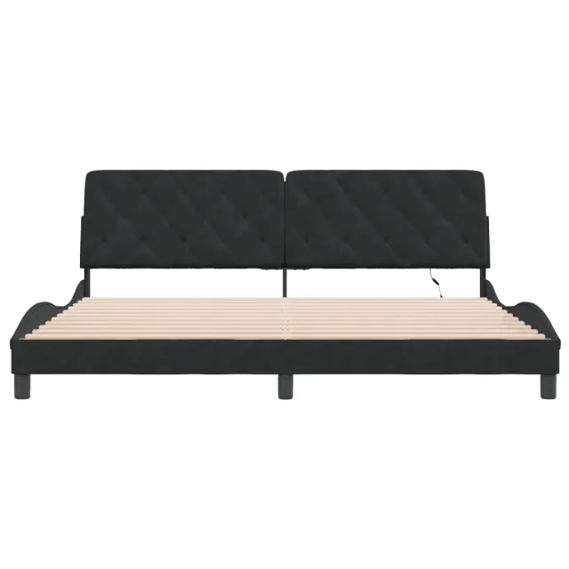 Cadre de lit avec LED sans matelas noir 200x200 cm velours