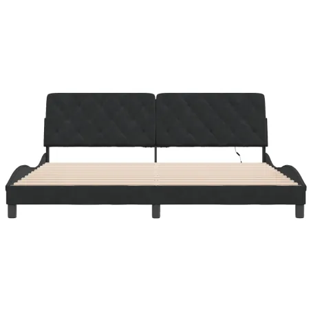 Cadre de lit avec LED sans matelas noir 200x200 cm velours