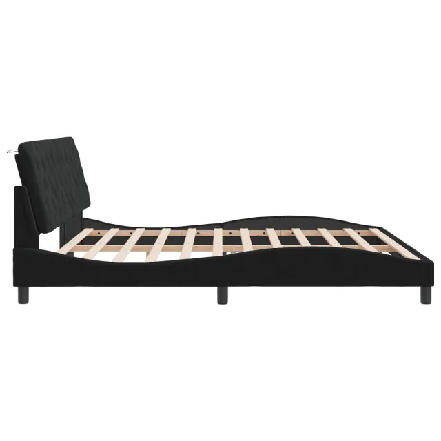 Cadre de lit avec LED sans matelas noir 200x200 cm velours