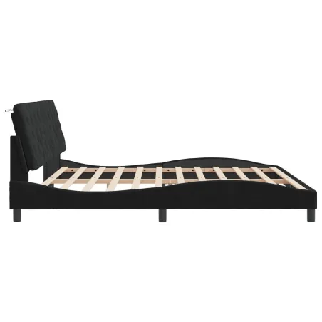 Cadre de lit avec LED sans matelas noir 200x200 cm velours