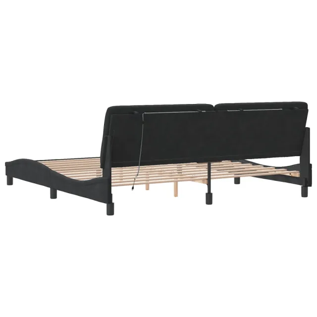 Cadre de lit avec LED sans matelas noir 200x200 cm velours