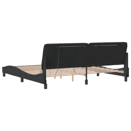 Cadre de lit avec LED sans matelas noir 200x200 cm velours