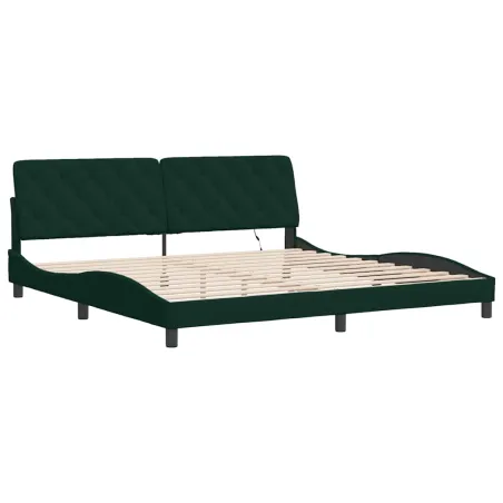 Cadre de lit avec LED sans matelas vert foncé 200x200 cm velours