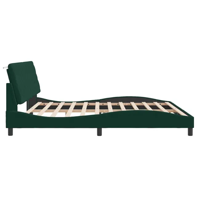 Cadre de lit avec LED sans matelas vert foncé 200x200 cm velours