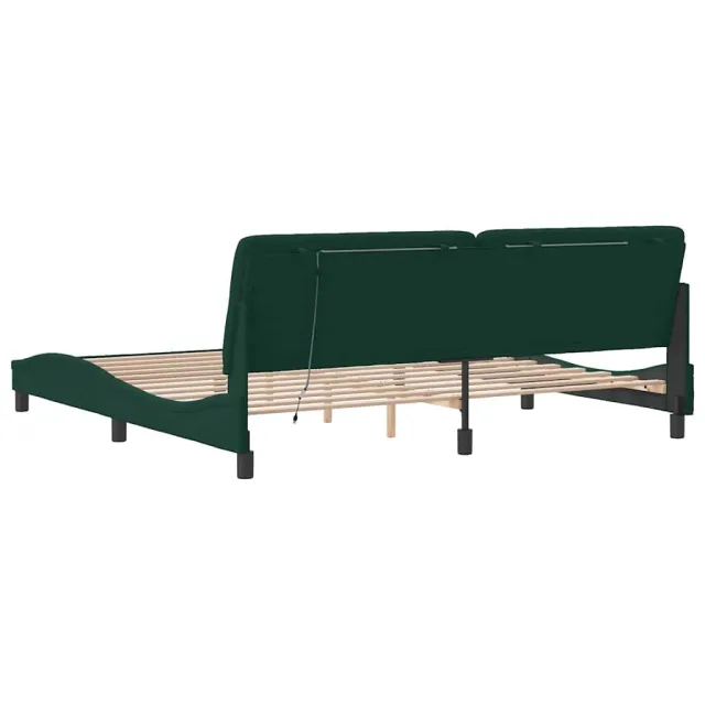 Cadre de lit avec LED sans matelas vert foncé 200x200 cm velours
