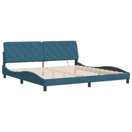 Cadre de lit avec LED sans matelas bleu 200x200 cm velours