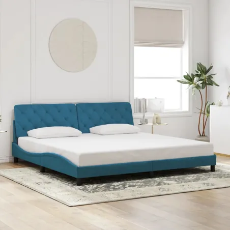 Cadre de lit avec LED sans matelas bleu 200x200 cm velours