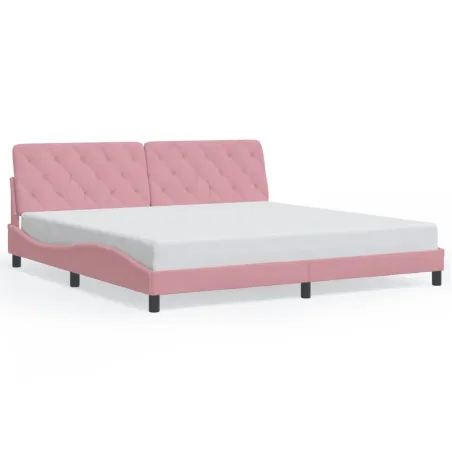 Cadre de lit avec LED sans matelas rose 200x200 cm velours