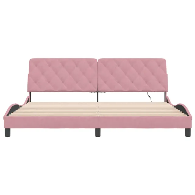 Cadre de lit avec LED sans matelas rose 200x200 cm velours