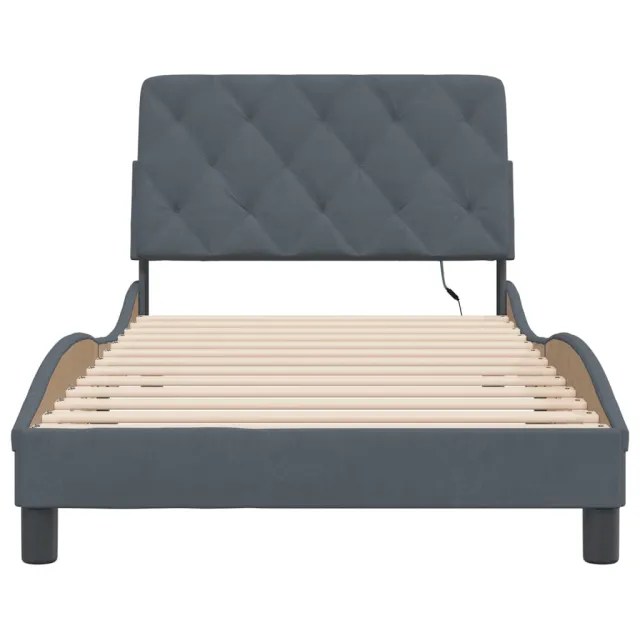 Cadre de lit avec LED sans matelas gris foncé 100x203 cm velours