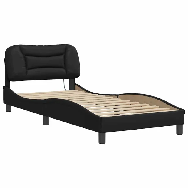 Cadre de lit avec LED sans matelas Hvar noir 80x200 cm