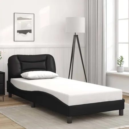 Cadre de lit avec LED sans matelas Hvar noir 80x200 cm