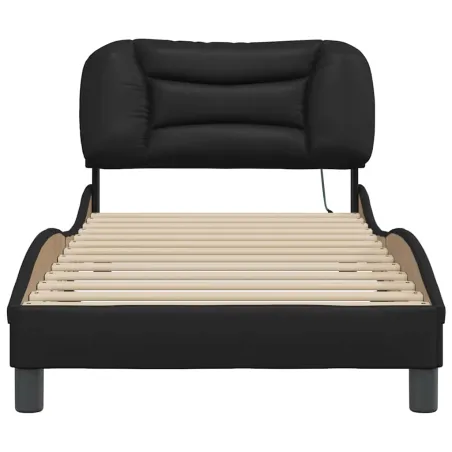 Cadre de lit avec LED sans matelas Hvar noir 80x200 cm