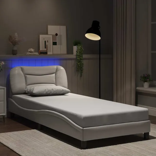 Cadre de lit avec LED sans matelas Hvar blanc 80x200 cm