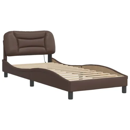Cadre de lit avec LED sans matelas Hvar marron 80x200 cm