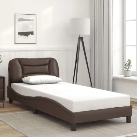 Cadre de lit avec LED sans matelas Hvar marron 80x200 cm