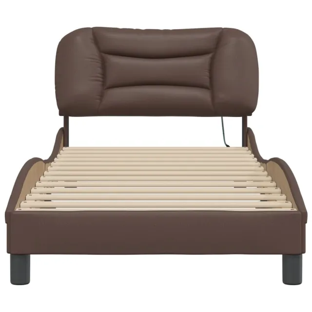 Cadre de lit avec LED sans matelas Hvar marron 80x200 cm