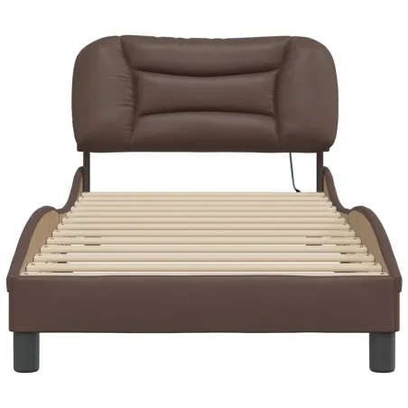 Cadre de lit avec LED sans matelas Hvar marron 80x200 cm