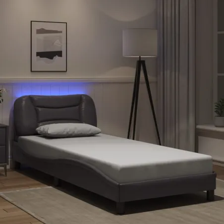 Cadre de lit avec LED sans matelas Hvar gris 80x200 cm