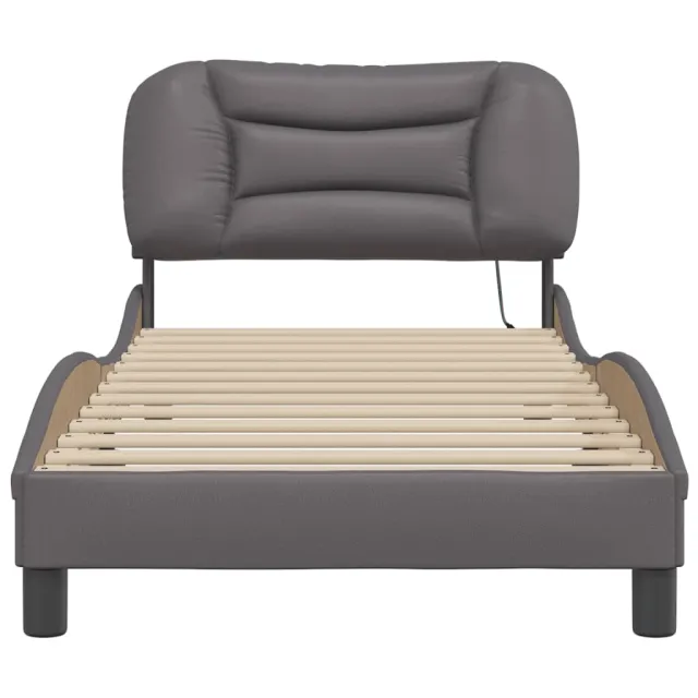 Cadre de lit avec LED sans matelas Hvar gris 80x200 cm
