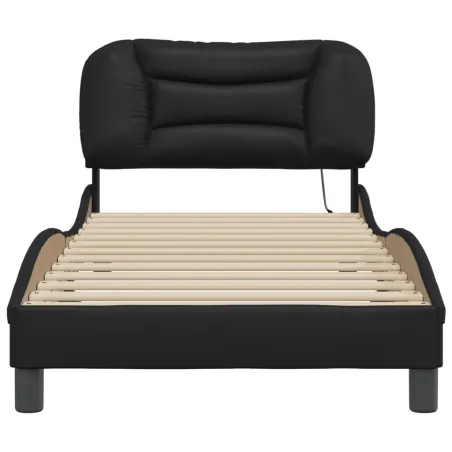 Cadre de lit avec LED sans matelas Hvar noir 90x190 cm