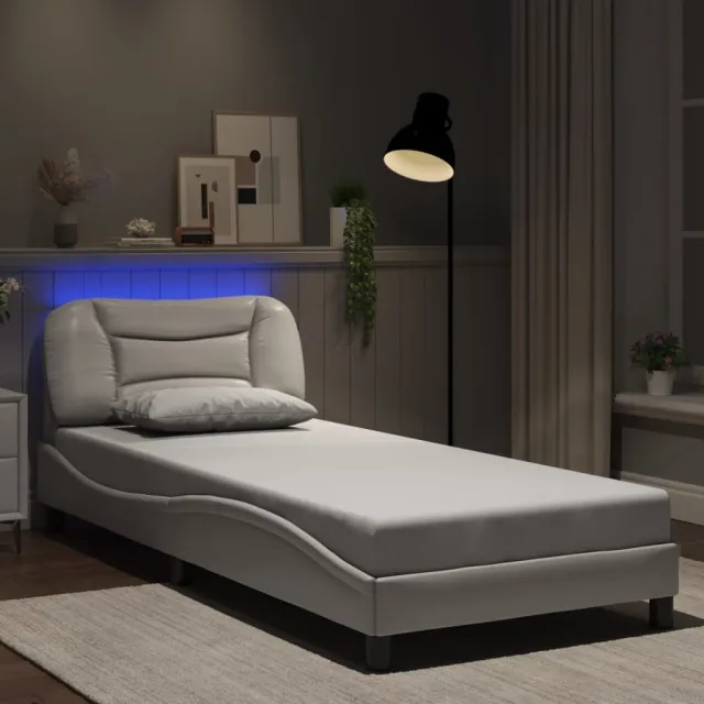 Cadre de lit avec LED sans matelas Hvar blanc 90x190 cm