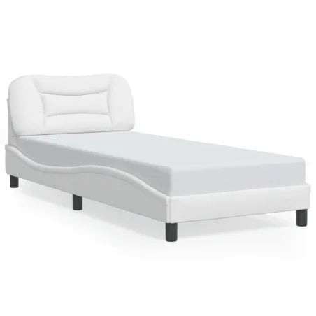 Cadre de lit avec LED sans matelas Hvar blanc 90x190 cm