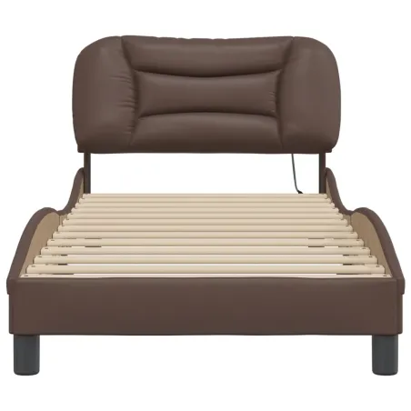 Cadre de lit avec LED sans matelas Hvar marron 90x190 cm