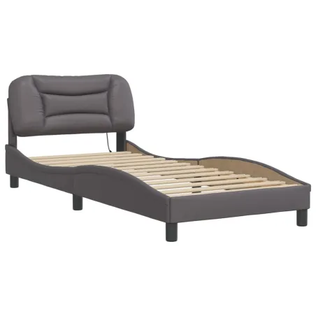 Cadre de lit avec LED sans matelas Hvar gris 90x190 cm