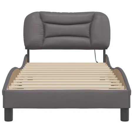 Cadre de lit avec LED sans matelas Hvar gris 90x190 cm
