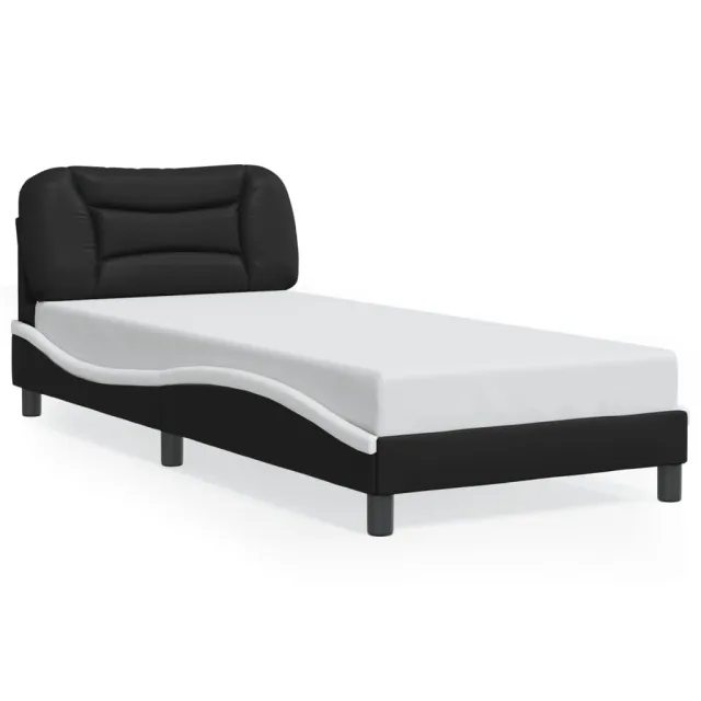Cadre de lit avec LED sans matelas Hvar noir et blanc 90x190 cm