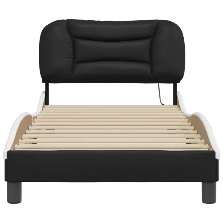 Cadre de lit avec LED sans matelas Hvar noir et blanc 90x190 cm