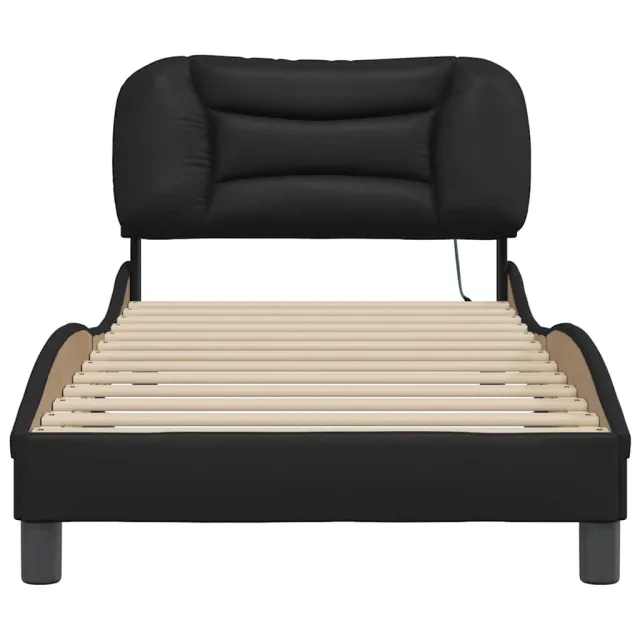Cadre de lit avec LED sans matelas Hvar noir 90x200 cm