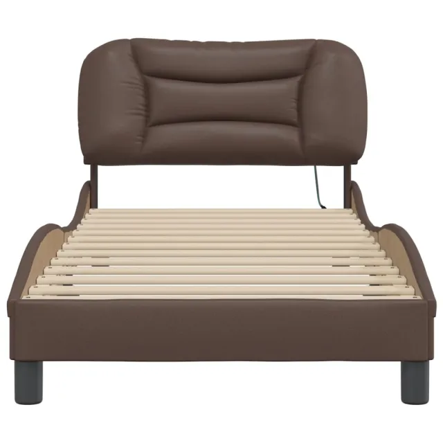 Cadre de lit avec LED sans matelas Hvar marron 90x200 cm