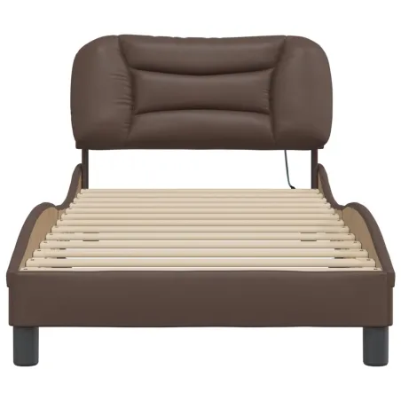 Cadre de lit avec LED sans matelas Hvar marron 90x200 cm