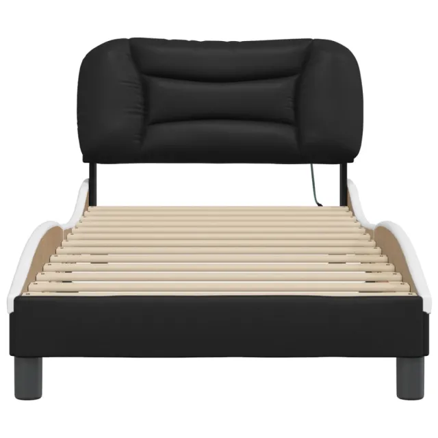 Cadre de lit avec LED sans matelas Hvar noir et blanc 90x200 cm