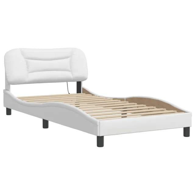 Cadre de lit avec LED sans matelas Hvar blanc 100x200 cm