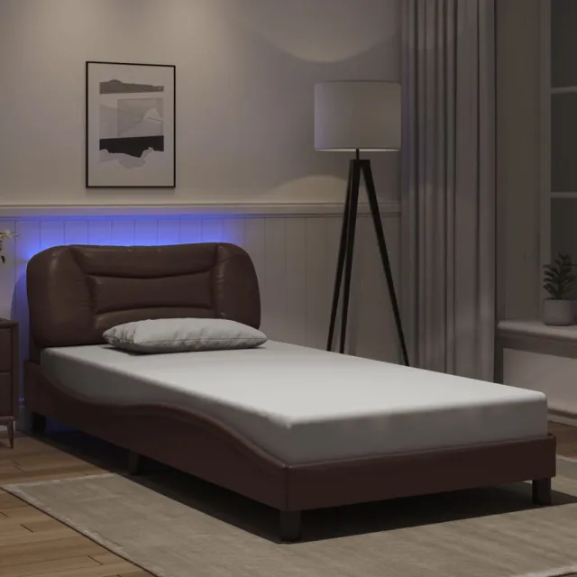 Cadre de lit avec LED sans matelas Hvar marron 100x200 cm